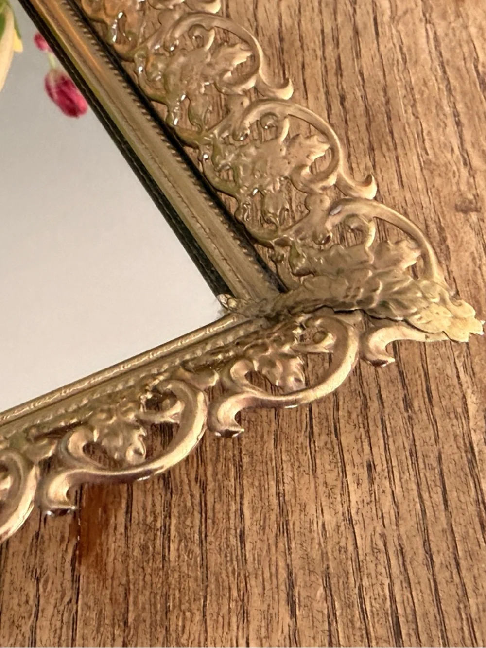 Ornate brass Decorative Vanity Tray Mirror